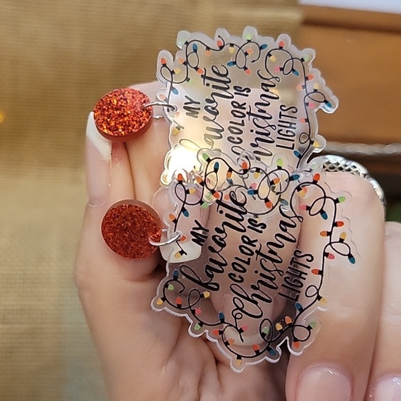 Christmas Lights Lucite Drop Earrings - Picture 4 of 5